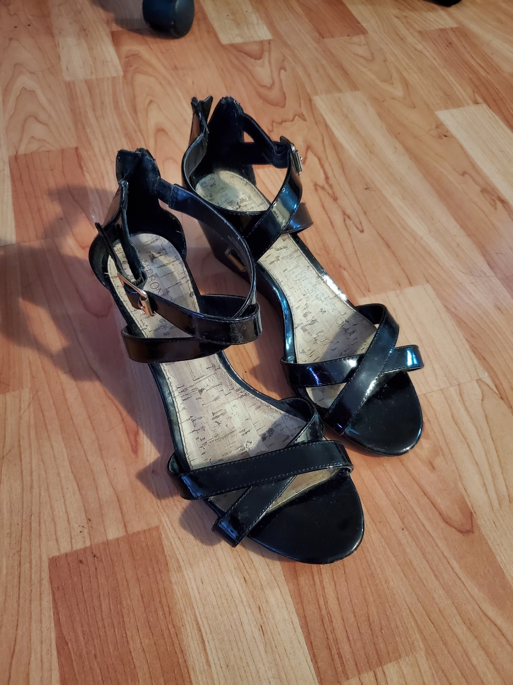 Merona Black Patent Strappy Heeled Sandals